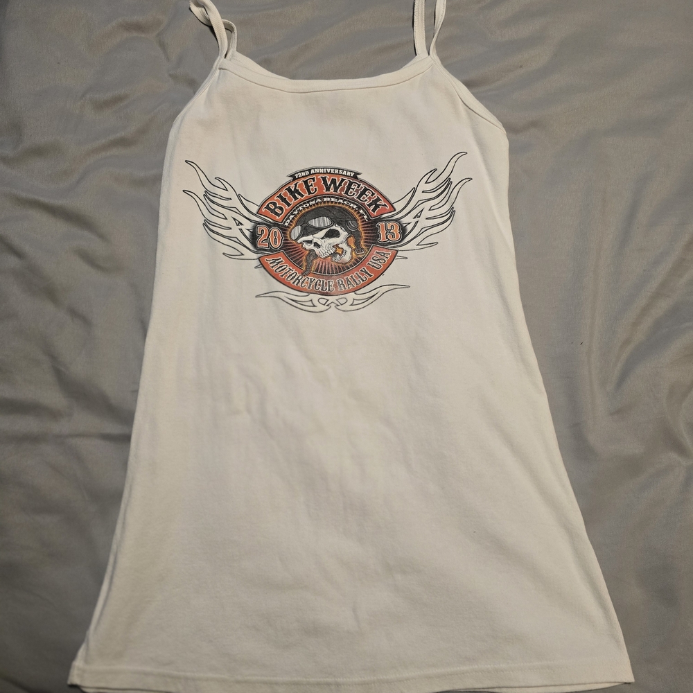 Daytona Beach 2013 White Bike Week Graphic Long Tank